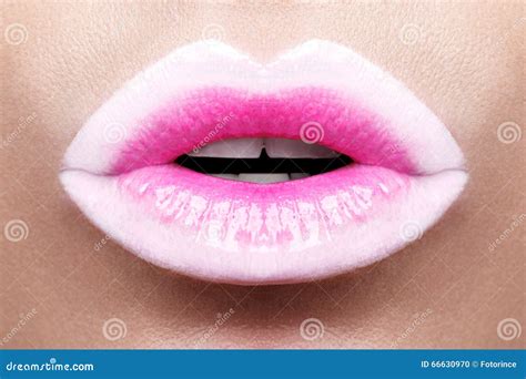 Passionate Pink Lipsmacro Photography Stock Photo Image Of Artistic