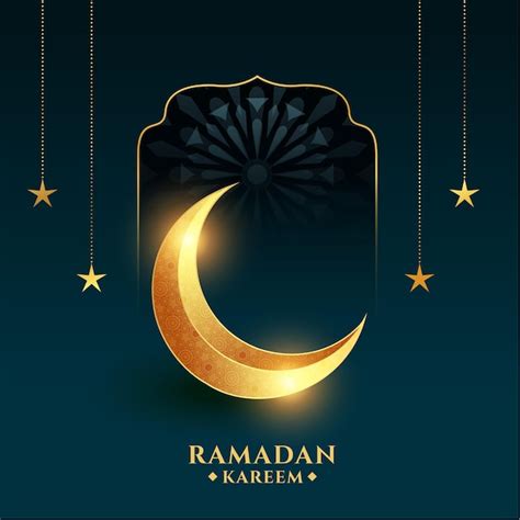 Ramadan Kareem Avec Croissant De Lune Doré Vecteur Gratuite