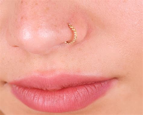 Floral Nose Ring Gold Nose Hoop 14k Gold Nose Body Jewelry Etsy
