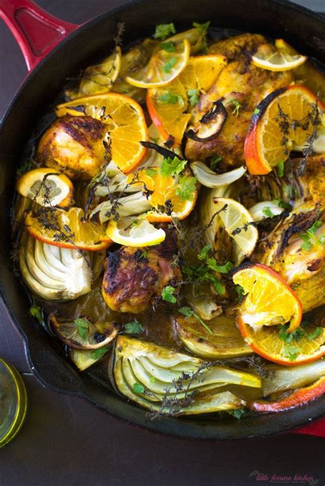 Olive Oil Braised Chicken With Citrus Fennel And Turmeric Via