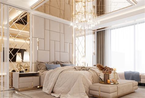 White And Gold Bedroom Interior