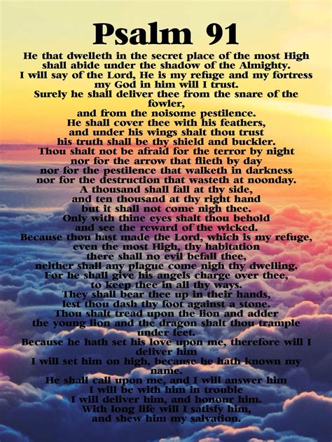 91st Psalm Kjv Digital Download Prayer For Gods Etsy Bible Verse