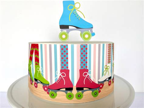 Roller Skates Edible Cake Wrap Or Roller Skate Cake Topper Etsy Uk
