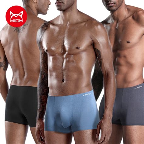 Miiow 3pcs Sexy Men Boxers Shorts Underwear Seamless Modal Trunks Man Underpants Boxer Cueca