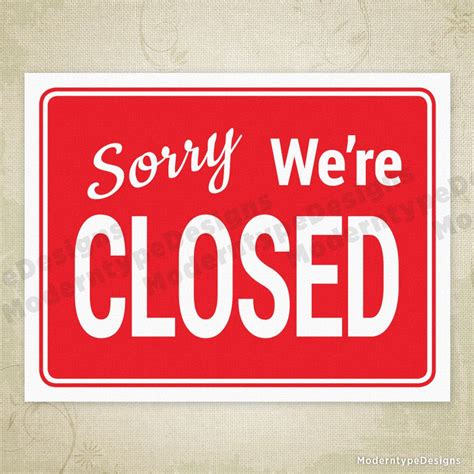 Closed Sign Printable