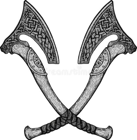 Imagen Vectorial De Dos Ejes De Lucha De Vikings Triskele Ilustración