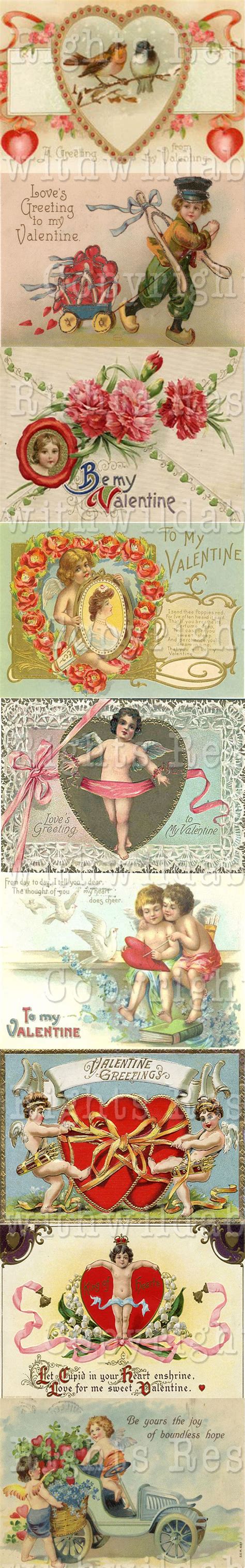 Valentine Digital Collage Sheets Vintage Postcard Aceo Digital Art