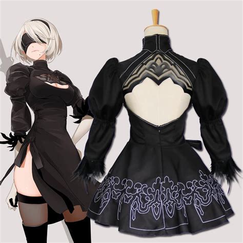 Buy Women Clothes Nier Automata Yorha 2b Dress Suit Anime Women Dresses Costume Set Fancy Black
