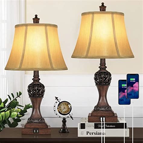 Set Of 2 Touch Control 3 Way Dimmable Table Lamps With 2 Usb Charging