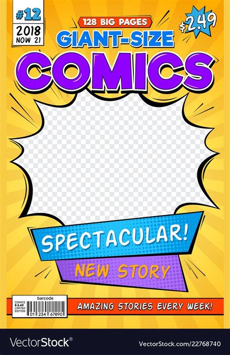 A Comic Book Cover With An Empty Space In The Center For Text Or Images