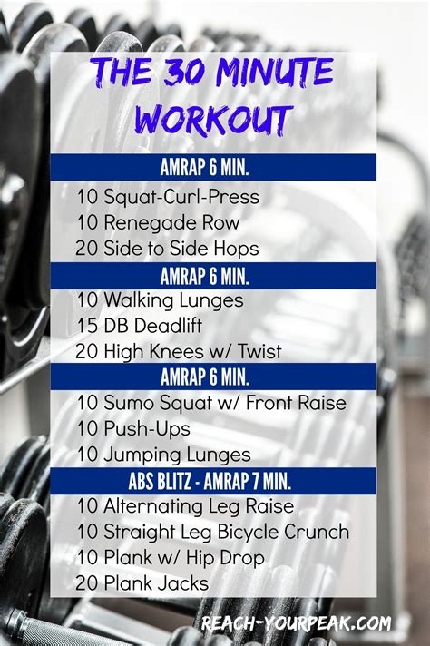 No Excuses Full Body 30 Minute Workout 30 Minute Workout Total Body Workout Amrap Workout