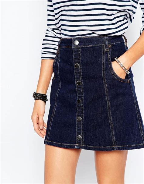 Blank NYC 70s Denim Mini Skirt With Button 103 Denim Mini Skirt