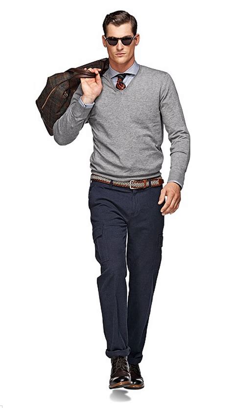 Get the best deals on grey pants for men. Light Grey V Neck Sw351 | Mens fashion sweaters, Mens ...