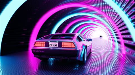Retro Delorean Car Outrun Digital Art 4k 62508 Wallpaper