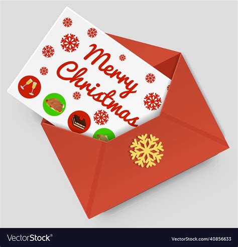 Merry Christmas Postcard Ornament Decoration Vector Image