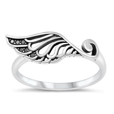 Shop Personalized Sterling Silver Angel Wing Rings T Item