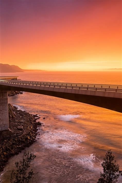 Sea Cliff Bridge Nsw Australien Sonnenuntergang Berge Meer Roten