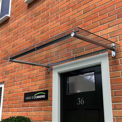 Flat Contemporary Door Canopy With Clear Polycarbonate Sheet On Metal