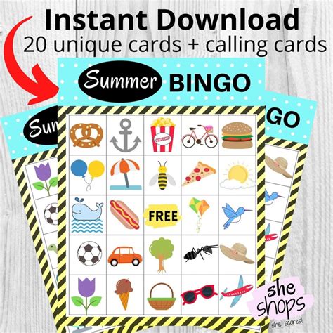 Summer Bingo Cards Printable Beach Bingo Cards Pdf Kids Etsy