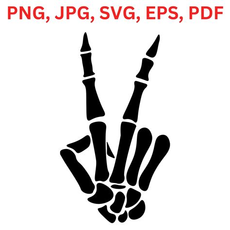 Peace Sign Skeleton Peace Hand Digital Download Instant Etsy