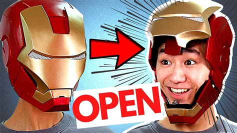 Cardboard Iron Man Helmet That Opens Diy No Electronics Youtube
