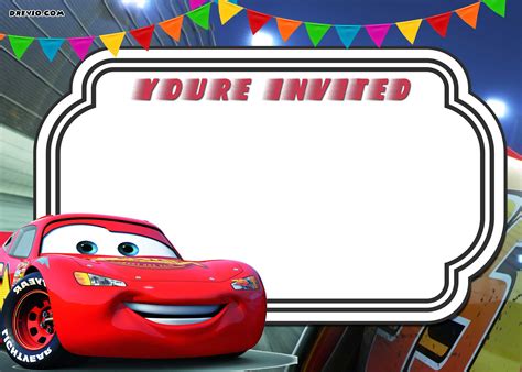 Free Printable Cars 3 Lightning Mcqueen Invitation Template Download