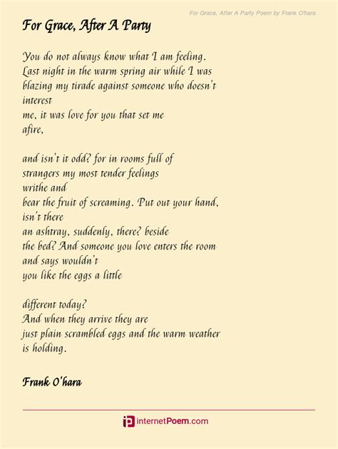 for grace after a party poem by frank o hara