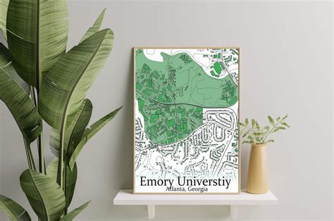 Colored Campus Map Of Emory University And All Its Roads Etsy