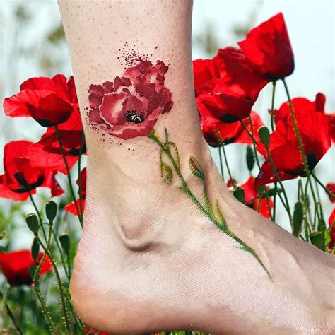 Poppy tattoo by Ilaria Tattoo Art | Poppies tattoo, Red poppy tattoo, Poppy tattoo sleeve