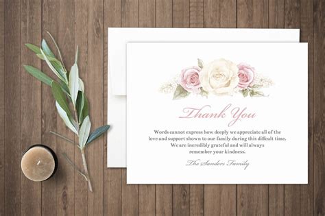 Funeral Acknowledgement Card Template Sympathy Thank You Etsy Ireland