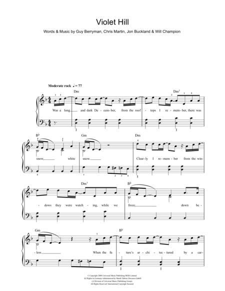 Violet Hill By Coldplay Will Champion Digital Sheet Music For