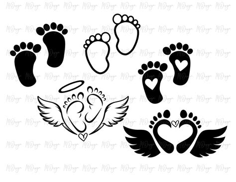 Baby Footprint Svg Bundle Baby Feet Cutting Files For Cricut Etsy
