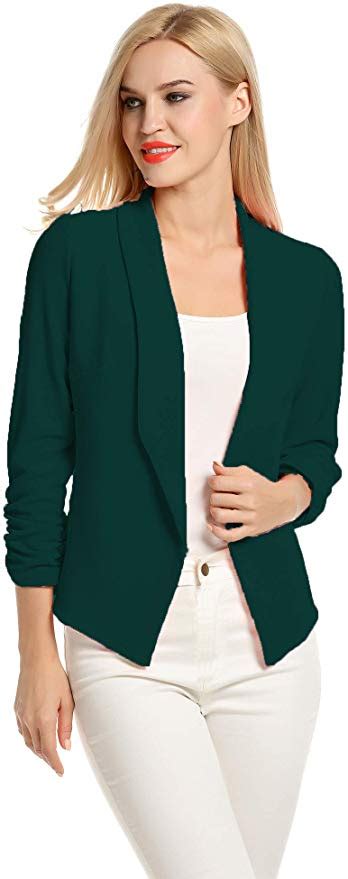 clothing shoes and accessories genhoo blazer jackets for women open front long sleeve casual work