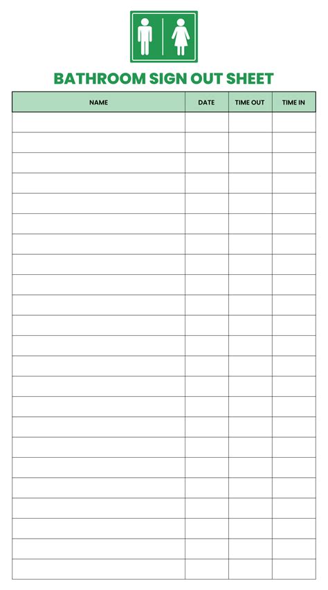 Free Printable Bathroom Log Sheet