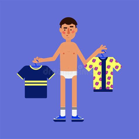 Naked Man Changing Clothes Stock Vector Illustration Of Deciding