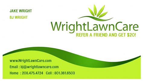 I had already setup a monthly billing policy for my regular clients to save time and paperwork. WrightLawnCare-businesscards from Wright Lawn Care in ...