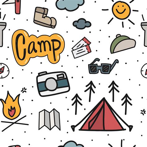 illustration drawing style of camping icons background download free vectors clipart graphics