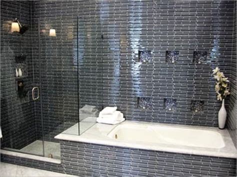 Separation of tub and shower is a symbol of luxury. love the tile. | Small shower baths, Small bathroom ...