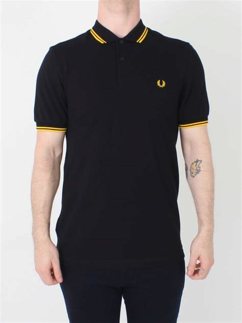 Fred Perry M3600 Twin Tipped Polo In Blackyellow Northern Threads