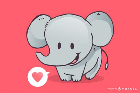 Cute Elephant Love Cartoon Vector Download