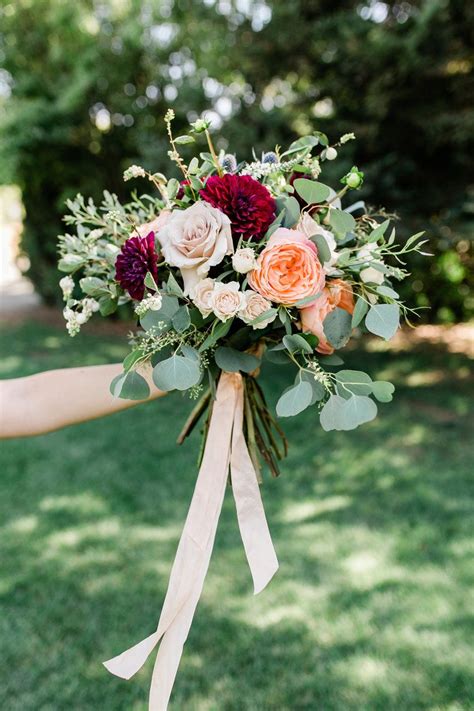 Garden Roses And Eucalyptus Bouquet Bridal Bouquet Pink Flowers