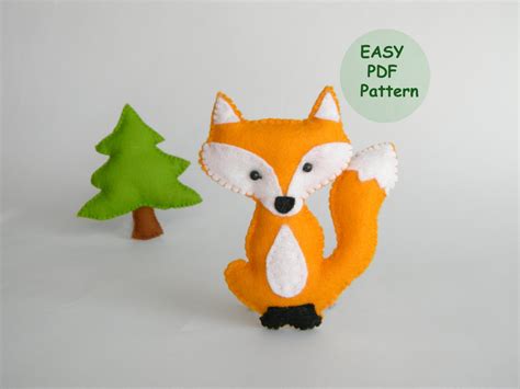 pdf pattern fel fox pattern felt fox ornament christmas etsy
