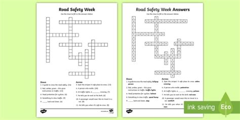 Ks2 Road Safety Week Crossword Green Cross Code Staying