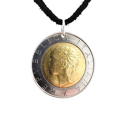 Italian Coin Necklace 500 Lire Coin Pendant Mens Necklace Etsy