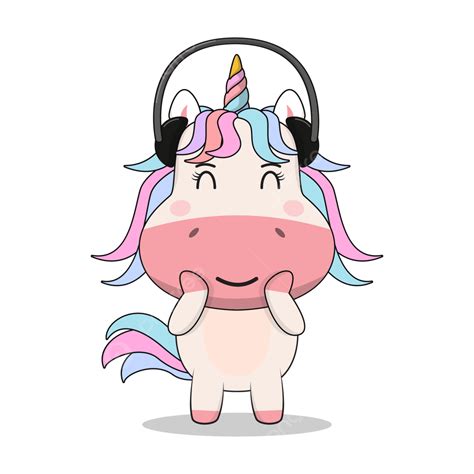 Cute Unicorn Cartoon Listening To Music Unicorn Unicorn Cartoon