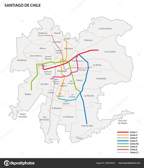 Mapa Vectorial Del Metro Santiago Imagen Vectorial De © Lesniewski