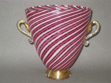 Venetian Swirls Pink And White Glass Vase Venetian Murano Glass