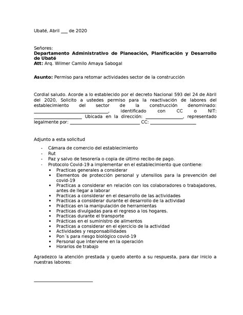 Modelo Carta Para Solicitud Permiso Para Viajar Esquemas Y Mapas