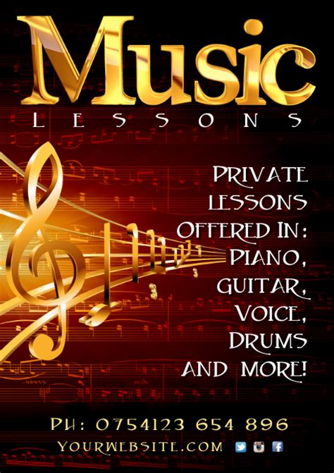 Music Lessons Poster Template Postermywall