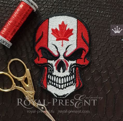 Canadian flag skull Machine Embroidery Design | Royal Present ...